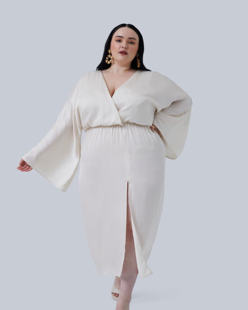Plus size white midi dress sales